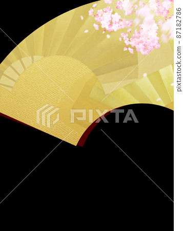 Japanese style material of cherry blossoms and folding fan 87182786