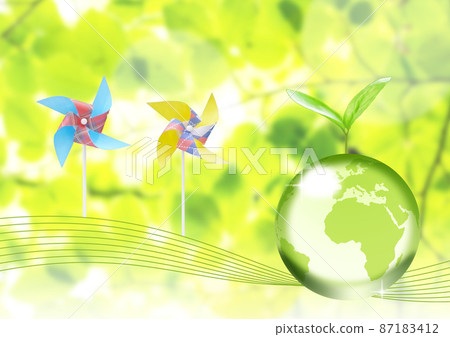 生態形象(風力發電和地球) 生態形象(風力發電和地球) 87183412