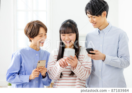 Family with a smartphone Family with a smartphone 87183984