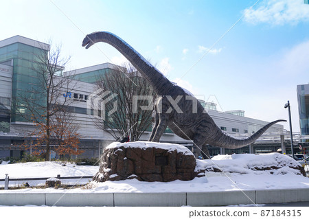 Fukui City Station Front Dinosaur Square Snow Cover Winter Fukui City Station Front Dinosaur Square Snow Cover Winter 87184315