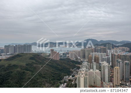 Aerial view of Tseung Kwan O, Hong Kong 8 Feb 2022 87184347