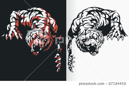 Silhouette Tiger Lurking Ready Attack Stencil Vector Drawing Clipart Silhouette Tiger Lurking Ready Attack Stencil Vector Drawing Clipart 87184458