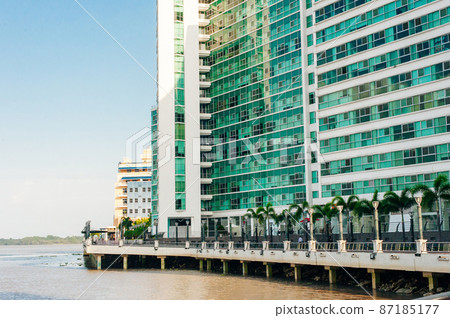 Cityscape of Guayaquil city at sunset with a view over the Malecon 2000 waterfront, Ecuador - sep, 2019 Cityscape of Guayaquil city at sunset with a view over the Malecon 2000 waterfront, Ecuador - sep, 2019 87185177