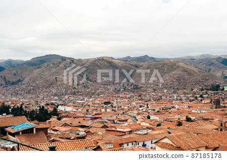 Cusco, View of the centre of Cusco city with the Cathedral, Peru Cusco, View of the centre of Cusco city with the Cathedral, Peru 87185178