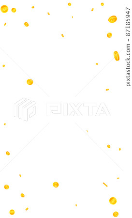 Bitcoin, internet currency coins falling. Amusing scattered BTC coins. Cryptocurrency, digital money. Actual jackpot, wealth or success concept. Vector illustration. 87185947