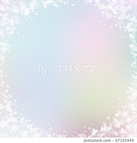White heart love confettis. Valentine's day vignette wonderful background. Falling transparent hearts confetti on delicate background. Extraordinary vector illustration. White heart love confettis. Valentine's day vignette wonderful background. Falling transparent hearts confetti on delicate background. Extraordinary vector illustration. 87185949