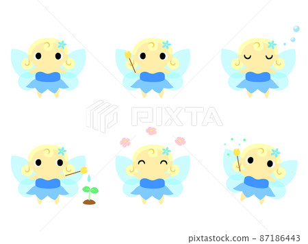 Cute fairy icon set (blue) 87186443