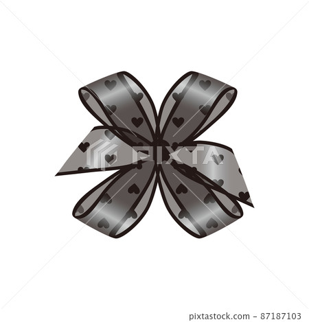 Ribbon organdy black translucent heart pattern 87187103