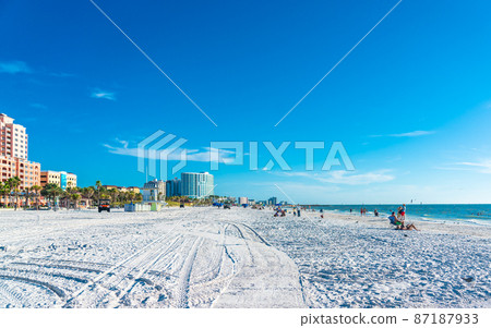 Clearwater beach with beautiful white sand in Florida USA Clearwater beach with beautiful white sand in Florida USA 87187933