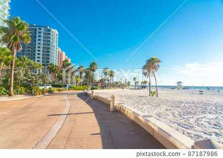 Clearwater beach with beautiful white sand in Florida USA Clearwater beach with beautiful white sand in Florida USA 87187986