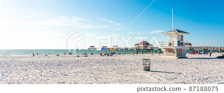 Clearwater beach with beautiful white sand in Florida USA 87188075