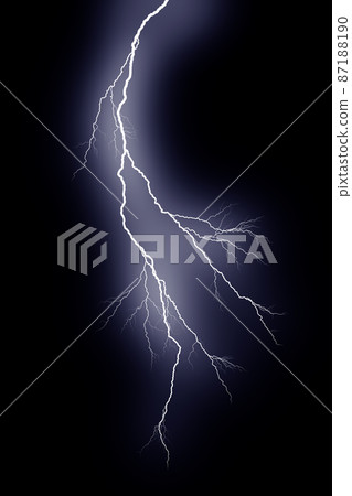 Lightning bolts isolated on black background. Thunder electric strike. Thunderstorm and lightning 87188190