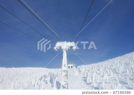 Rime on trees, hoarfrost, Zao, Jizo summit Rime on trees, hoarfrost, Zao, Jizo summit 87188386