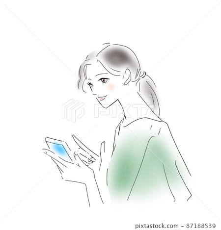 Woman operating a smartphone Woman operating a smartphone 87188539