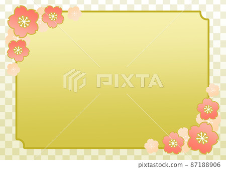 Illustration background material: gold Japanese pattern background, Japanese pattern frame, floral pattern frame 87188906