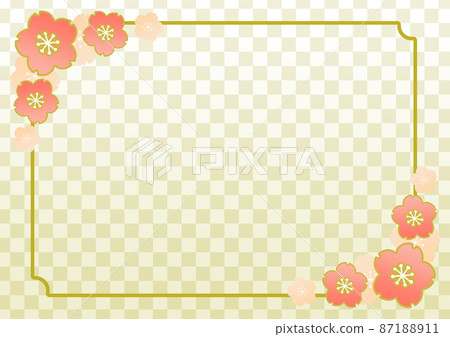 Illustration background material: simple gold Japanese pattern background, Japanese pattern frame, floral pattern frame 87188911