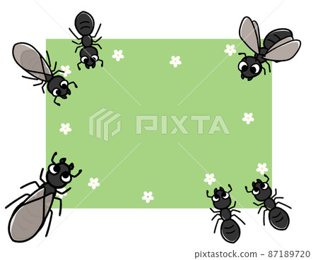 Cute black ants and frame background 87189720