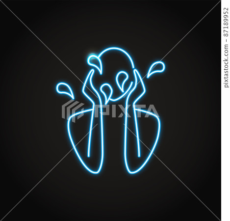 Neon washing face icon in line style Neon washing face icon in line style 87189952