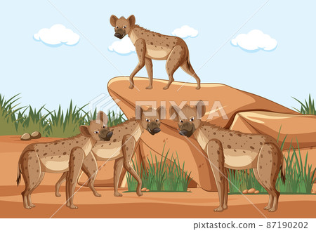 Wild animals in savanna forest landscape 87190202