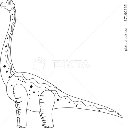 Brachiosaurus dinosaur doodle outline on white background 87190265