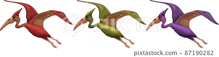 A set of pteranodon dinosaurs on white background A set of pteranodon dinosaurs on white background 87190282