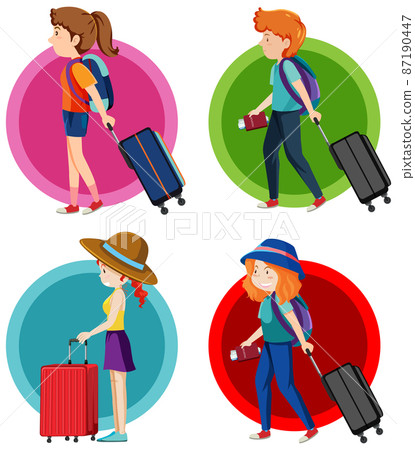 Set of boys and girls traveling with one bag 87190447
