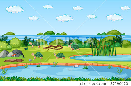 Many animal next to river 87190470