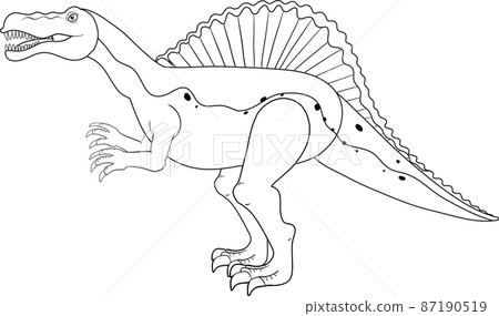 Spinosaurus dinosaur doodle outline on white background Spinosaurus dinosaur doodle outline on white background 87190519