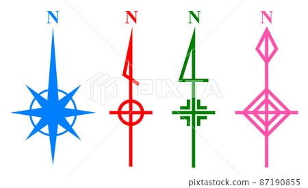 Illustration of directional mark indicating north direction 87190855