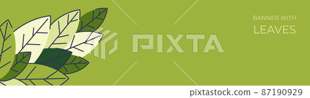 Horizontal banner for advertisements, invitations, internet sites from colorful leaves. Summer background for sales. Geometric flat design. Place for your text. Vector Horizontal banner for advertisements, invitations, internet sites from colorful leaves. Summer background for sales. Geometric flat design. Place for your text. Vector 87190929