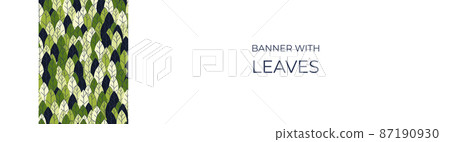 Horizontal banner for advertisements, invitations, internet sites from colorful leaves. Summer background for sales. Geometric flat design. Place for your text. Vector Horizontal banner for advertisements, invitations, internet sites from colorful leaves. Summer background for sales. Geometric flat design. Place for your text. Vector 87190930