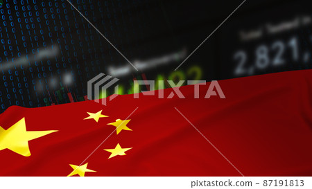 The Chinese flag on business background 3d rendering 87191813