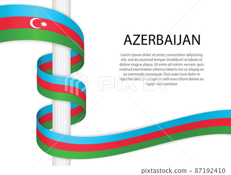 Waving ribbon on pole with flag of Azerbaijan. Template for inde Waving ribbon on pole with flag of Azerbaijan. Template for inde 87192410
