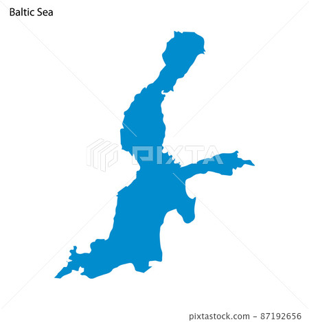 Blue outline map of Baltic Sea, Isolated vector siilhouette 87192656