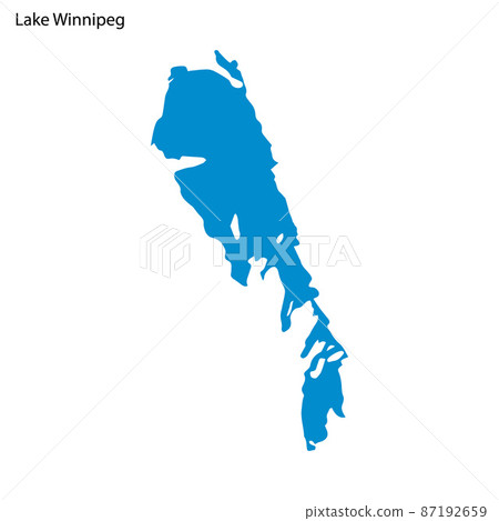 Blue outline map of Winnipeg Lake, Isolated vector siilhouette 87192659