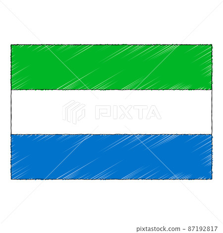 Hand drawn sketch flag of Sierra Leone. doodle style icon 87192817