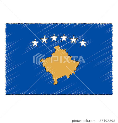 Hand drawn sketch flag of Kosovo. doodle style icon 87192898