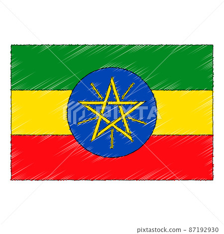 Hand drawn sketch flag of Ethiopia. doodle style icon 87192930