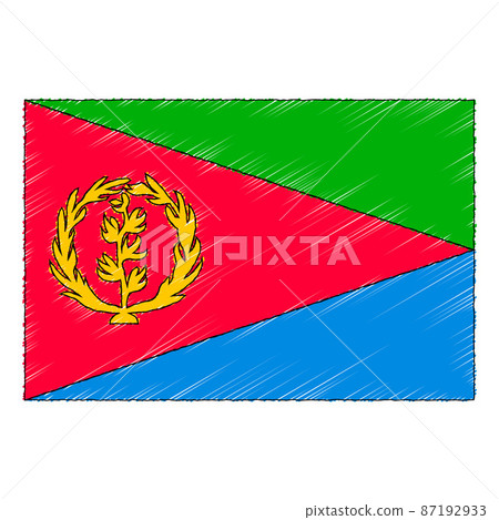 Hand drawn sketch flag of Eritrea. doodle style icon Hand drawn sketch flag of Eritrea. doodle style icon 87192933