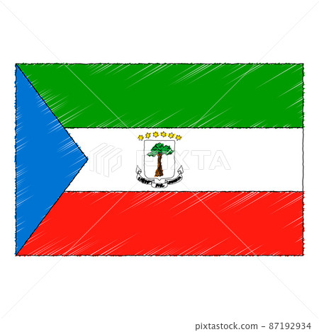 Hand drawn sketch flag of Equatorial Guinea. doodle style icon 87192934
