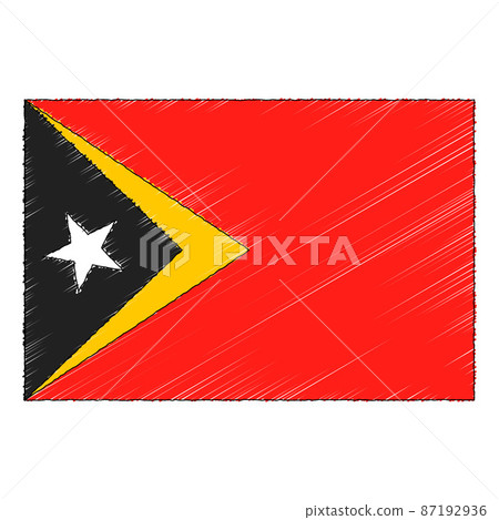 Hand drawn sketch flag of East Timor. Doodle style icon Hand drawn sketch flag of East Timor. Doodle style icon 87192936