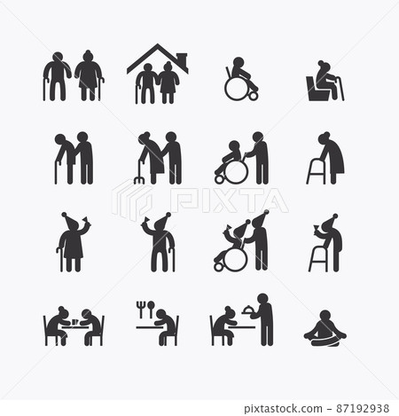 Bundle of Senior Elder women and men flat line icons collection. simple design vector Bundle of Senior Elder women and men flat line icons collection. simple design vector 87192938