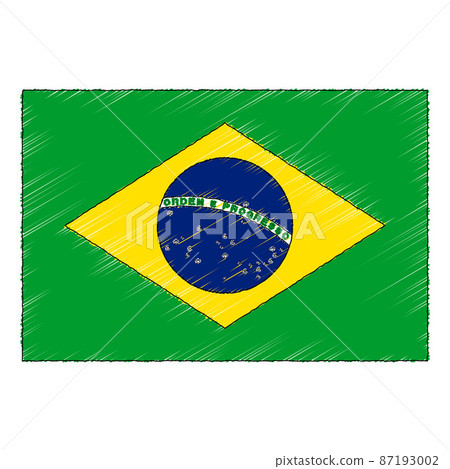 Hand drawn sketch flag of Brazil. doodle style icon 87193002