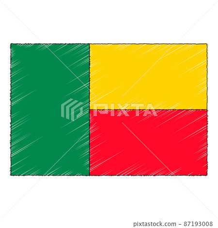 Hand drawn sketch flag of Benin. doodle style icon 87193008