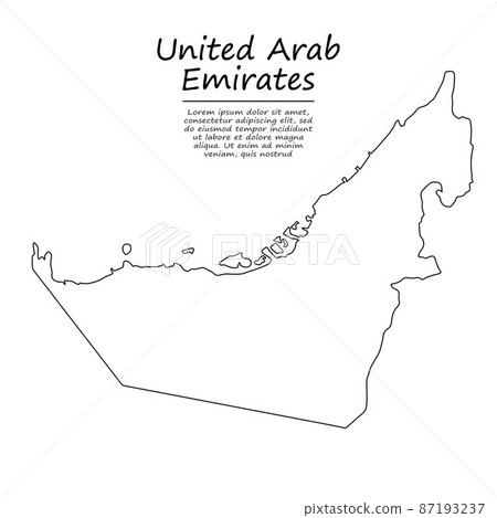 Simple outline map of United Arab Emirates, in sketch line style Simple outline map of United Arab Emirates, in sketch line style 87193237