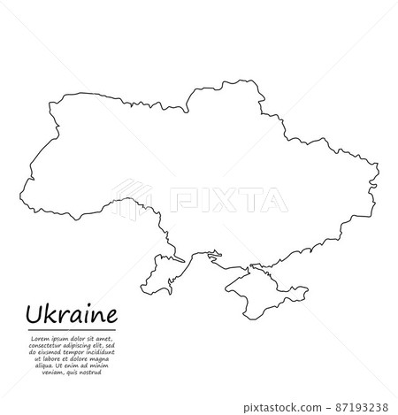 Simple outline map of Ukraine, in sketch line style Simple outline map of Ukraine, in sketch line style 87193238
