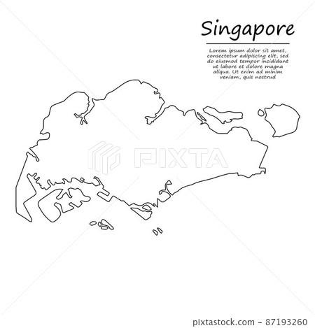 Simple outline map of Singapore, in sketch line style 87193260