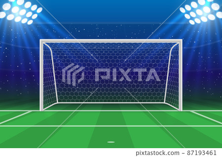 3d football stadium with soccer goal front view 3d football stadium with soccer goal front view 87193461