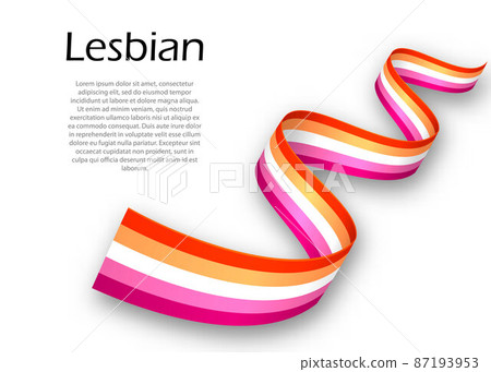 Waving ribbon or banner with Lesbian pride flag Waving ribbon or banner with Lesbian pride flag 87193953
