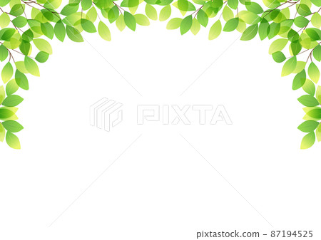 Fresh green leaf arch frame horizontal - Stock Illustration [87194525 ...